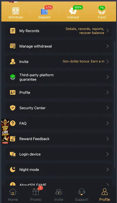 six game profile